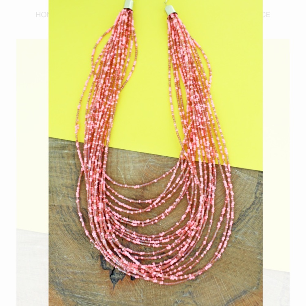 CLOSET CLEAN OUT! Layered Coral Seed Bead Necklace NWT